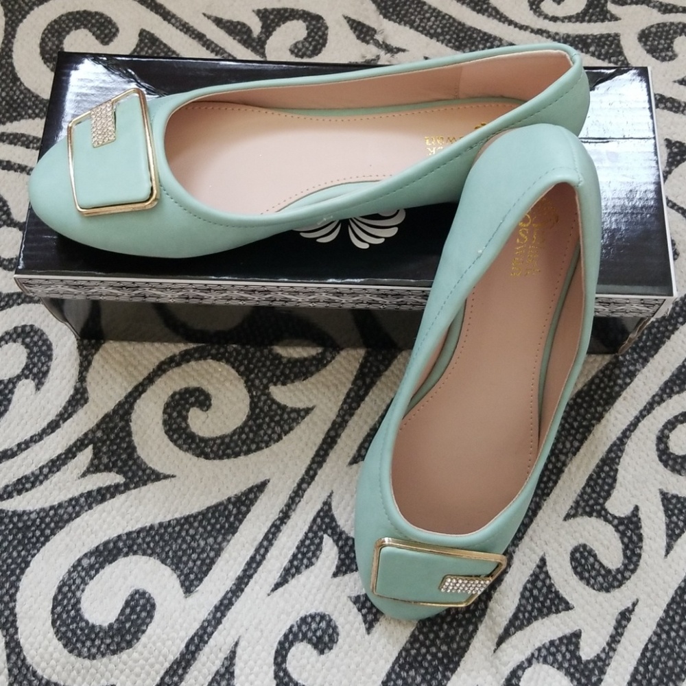 Mint Ballet Flats Bling Accents